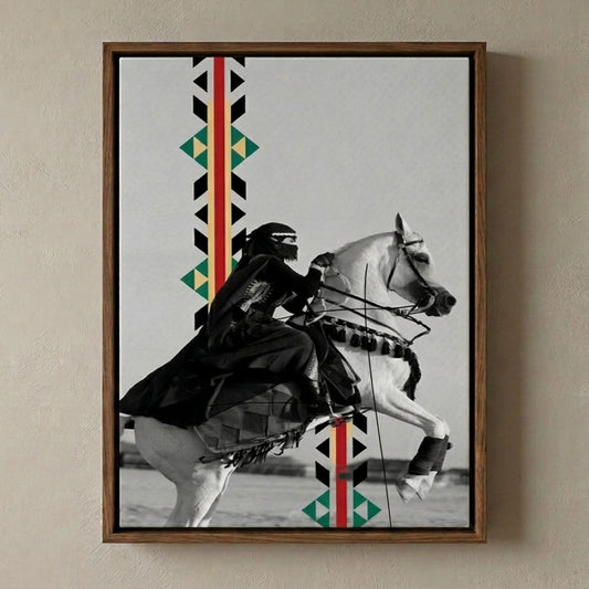 Framed Canvas Wall Art | Arabian Horsewoman | Traditional Heritage Design with Hollow Frame