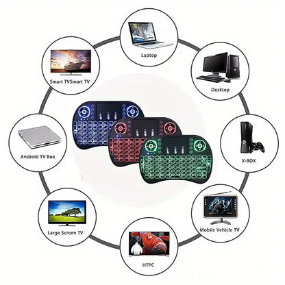 i8 2.4G Mini Wireless Keyboard with Touchpad & 7-Color Backlight